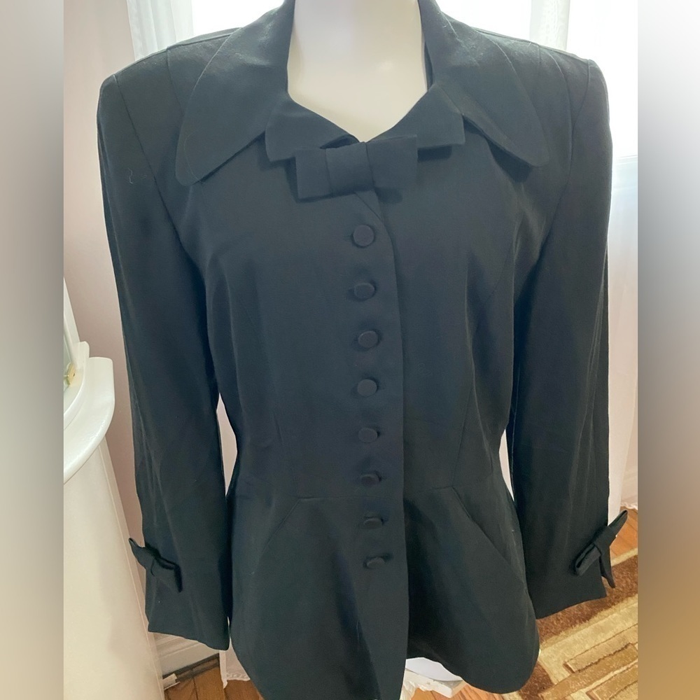 Le Chateau vintage  Black FITTED Jacket Sz L - Picture 2 of 14